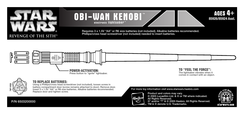 Hasbro 85926/85924 User Manual | 2 pages
