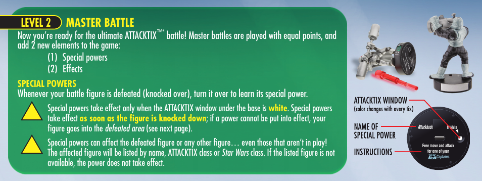 Master battle, Level 1 level 2 level 3 | Hasbro ATTACKTIX 2 Series User Manual | Page 5 / 14
