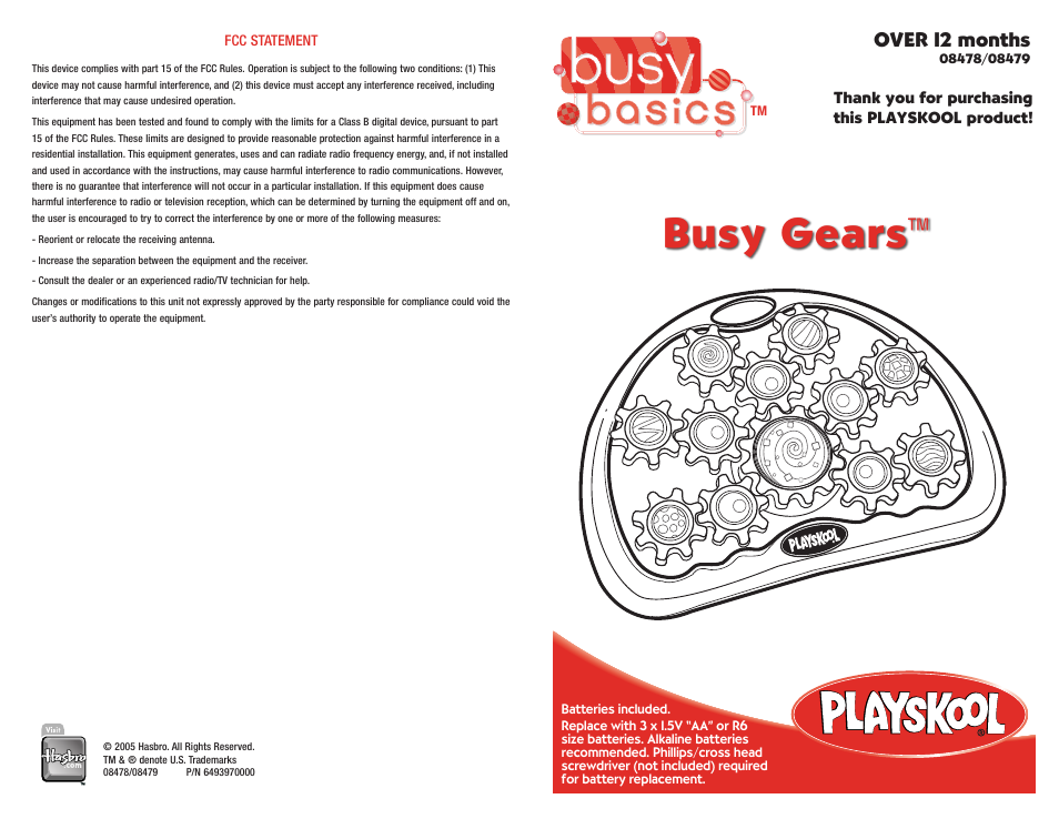 Hasbro Busy Gears 08478/08479 User Manual | 2 pages