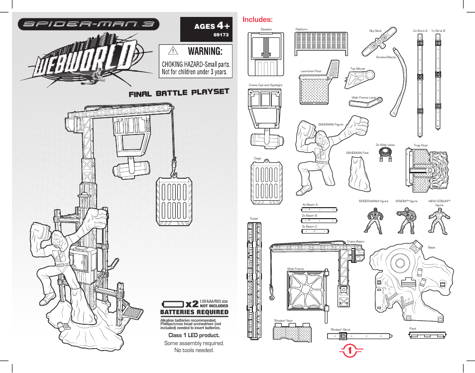 Hasbro Spiderman 3 Webworld Final Battle Playset 69173 User Manual | 8 pages