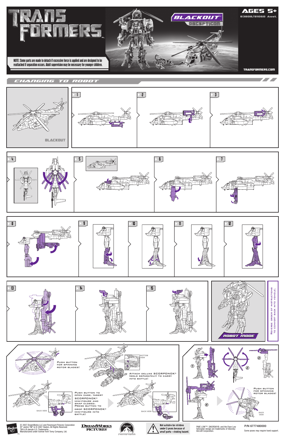 Hasbro Trans Formers 81060 Asst. User Manual | 1 page