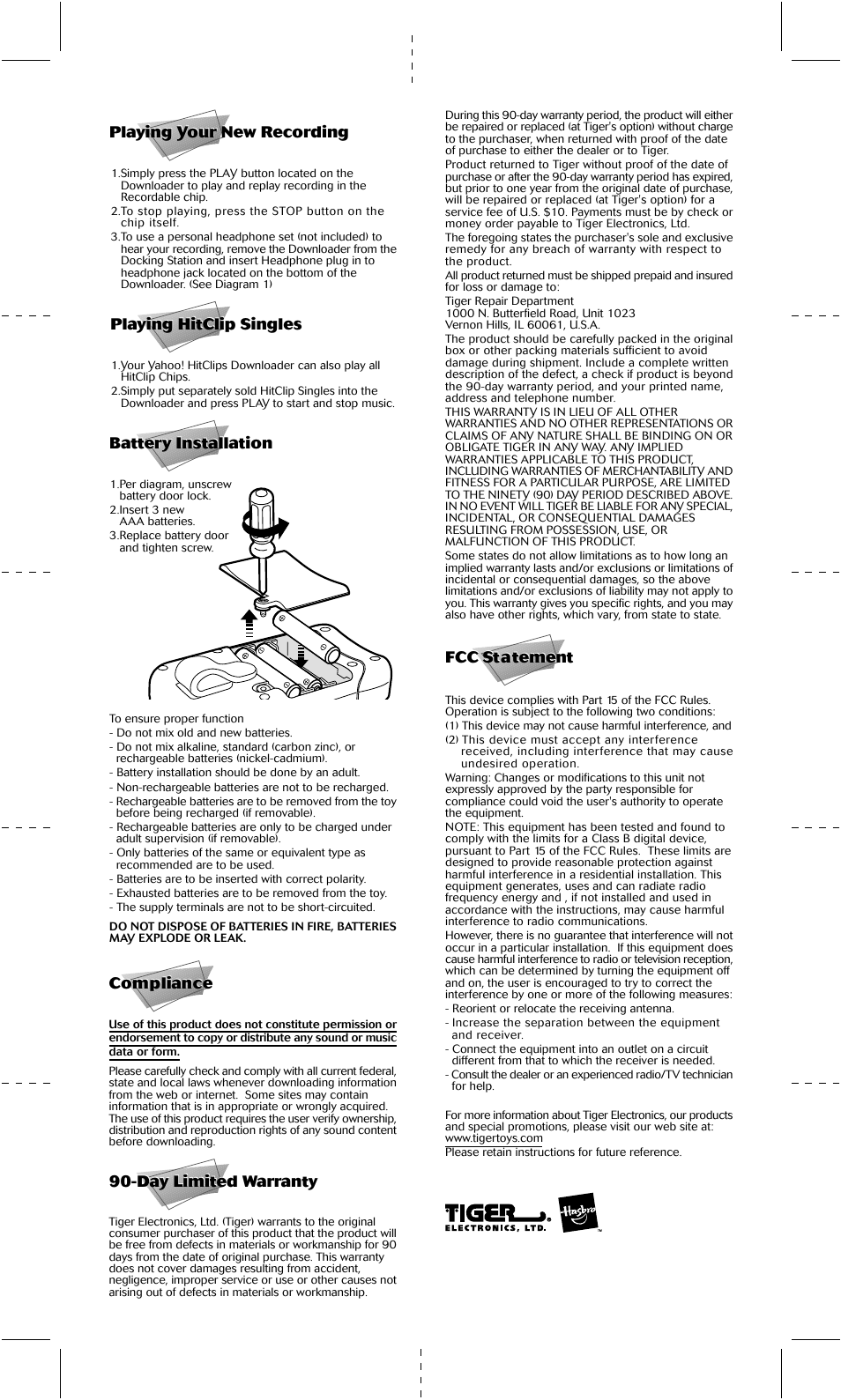 Back | Hasbro Yahoo! HitClips Downloader 02015 User Manual | Page 2 / 2