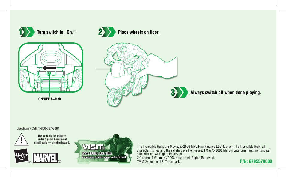 Hasbro Zoom N Go Hulk Triple Thunder 78465/78374 User Manual | Page 2 / 2