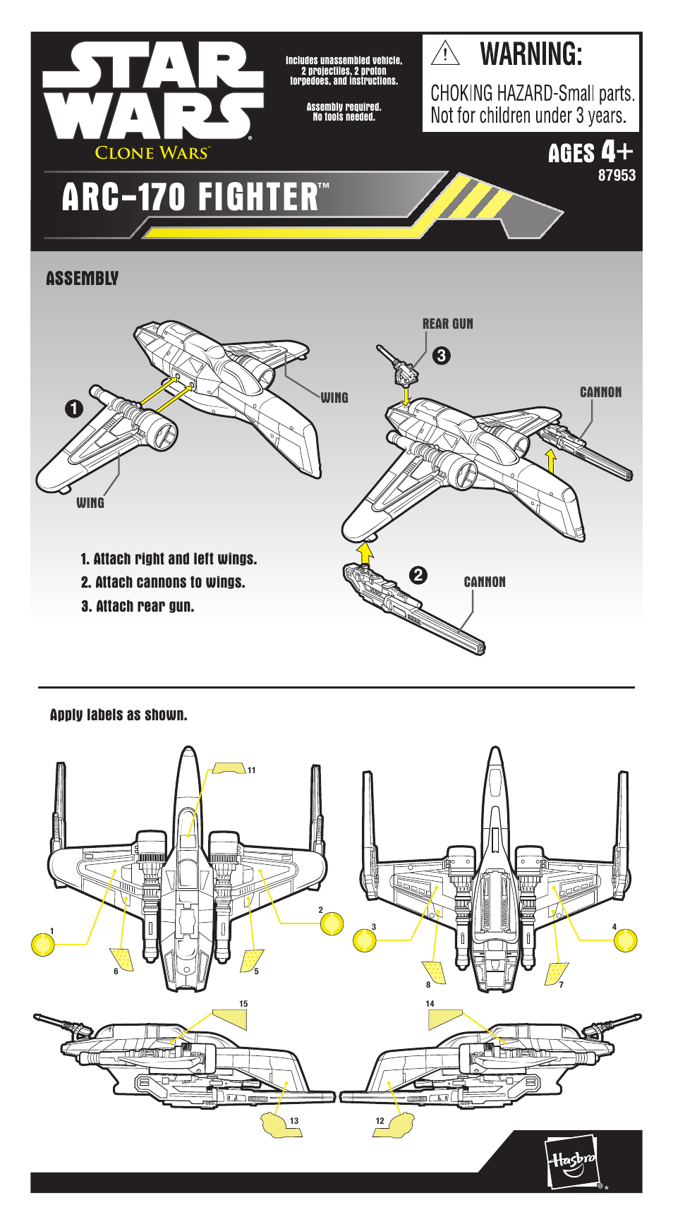 Hasbro Star Wars Clone Wars Arc-170 Fighter 87953 User Manual | 1 page