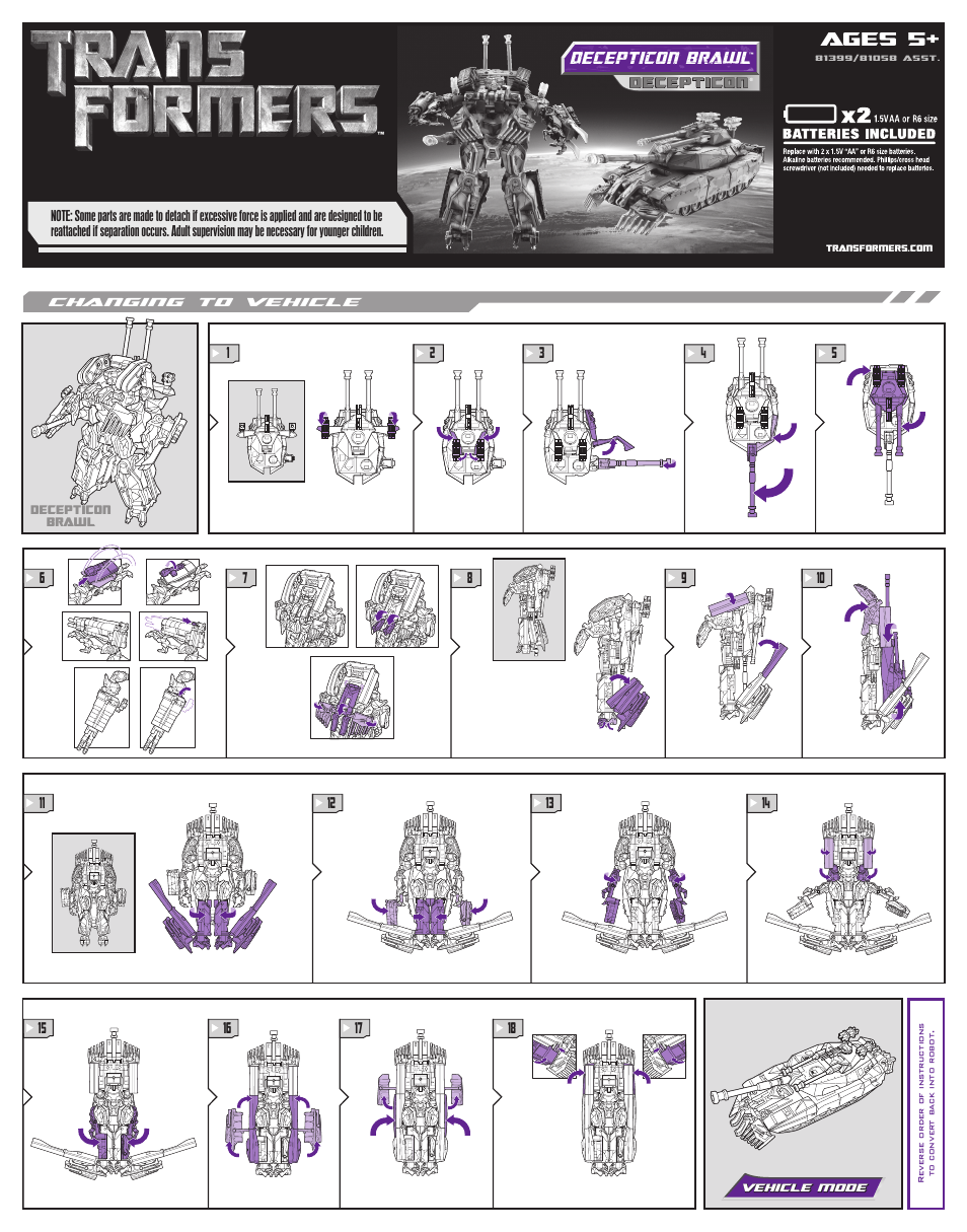 Hasbro Transformers 81399 User Manual | 2 pages