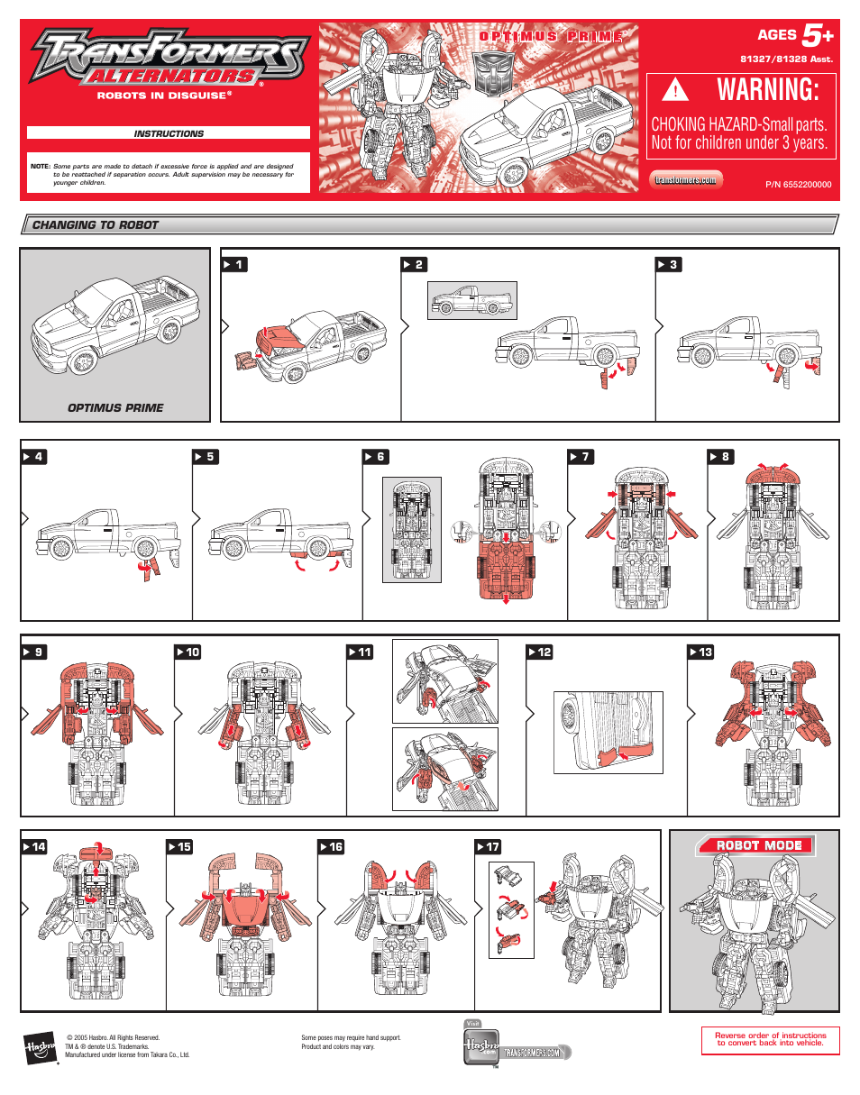 Hasbro Transformers Alternators 81328 Asst. User Manual | 1 page