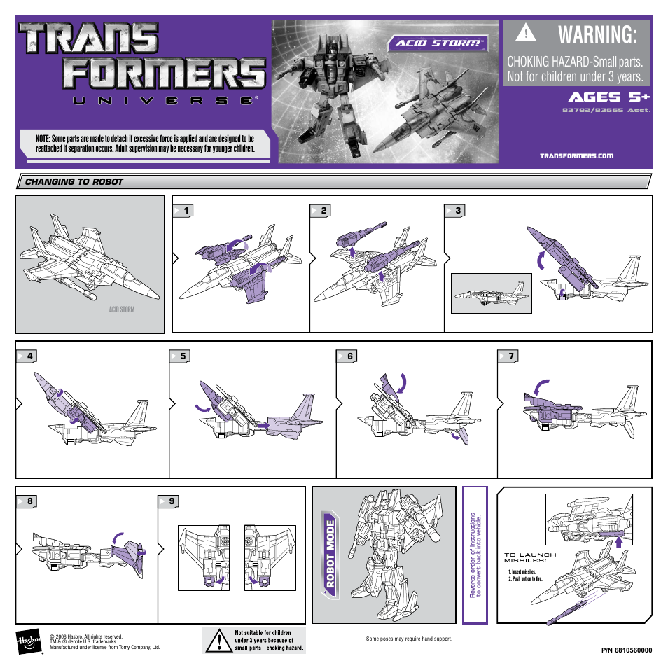 Hasbro Transformers Universe Acid Storm 83665 User Manual | 1 page