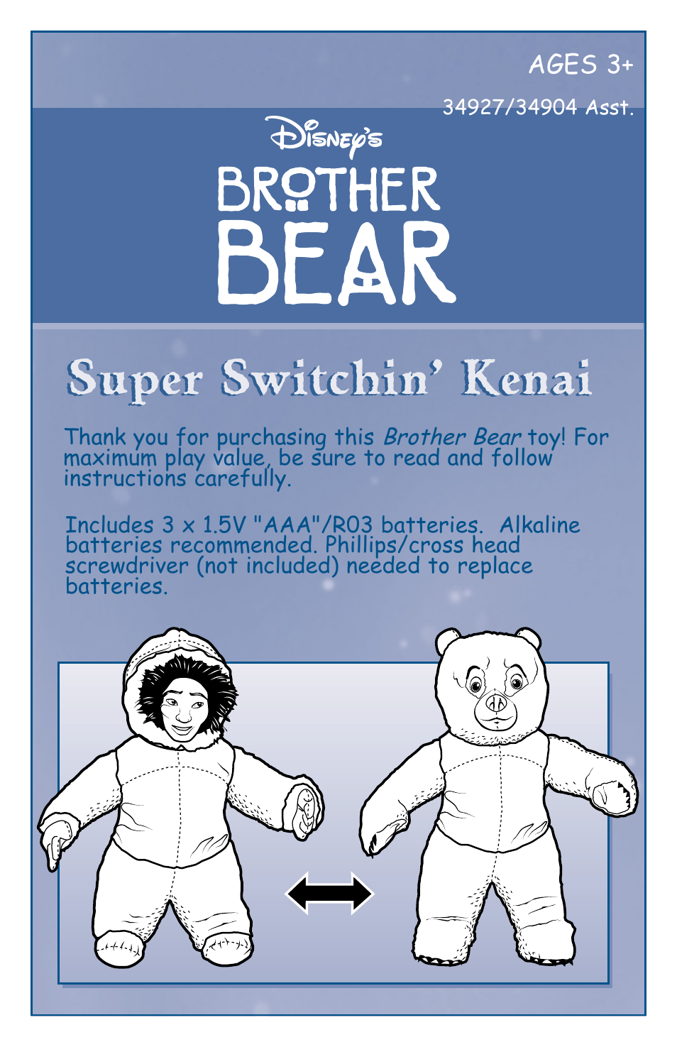 Hasbro Brother Bear Super Switchin Kenai 34927 User Manual | 4 pages