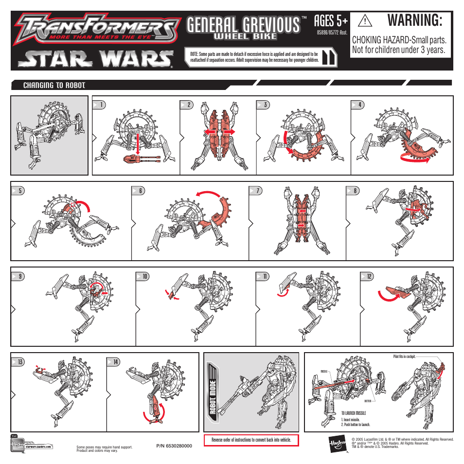 Hasbro Transformers 85896 User Manual | 1 page