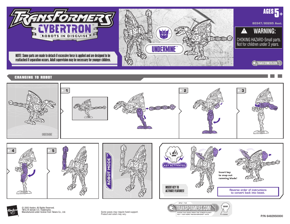 Hasbro Transformers Cybertron 80347 User Manual | 1 page
