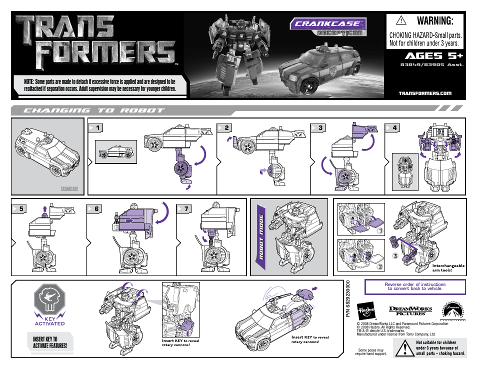 Hasbro Crankcase Decepticon 83849 User Manual | 1 page