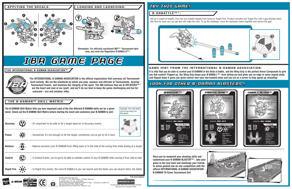 Look for other b-daman blasters, Try this game | Hasbro B Daman Wing Ninja 98069 User Manual | Page 2 / 2