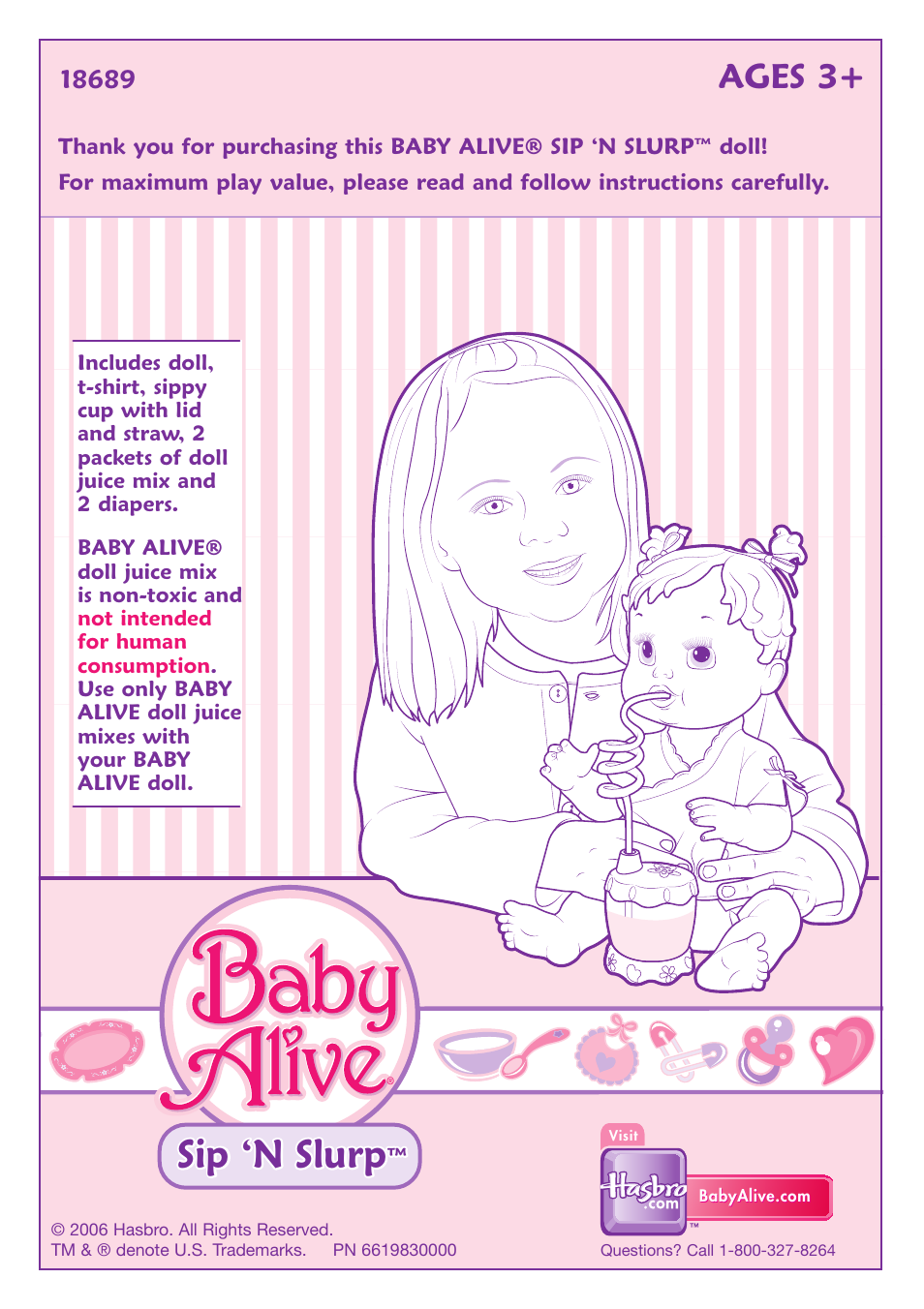 Hasbro Baby Alive Sip 'n Slurp 18689 User Manual | 4 pages