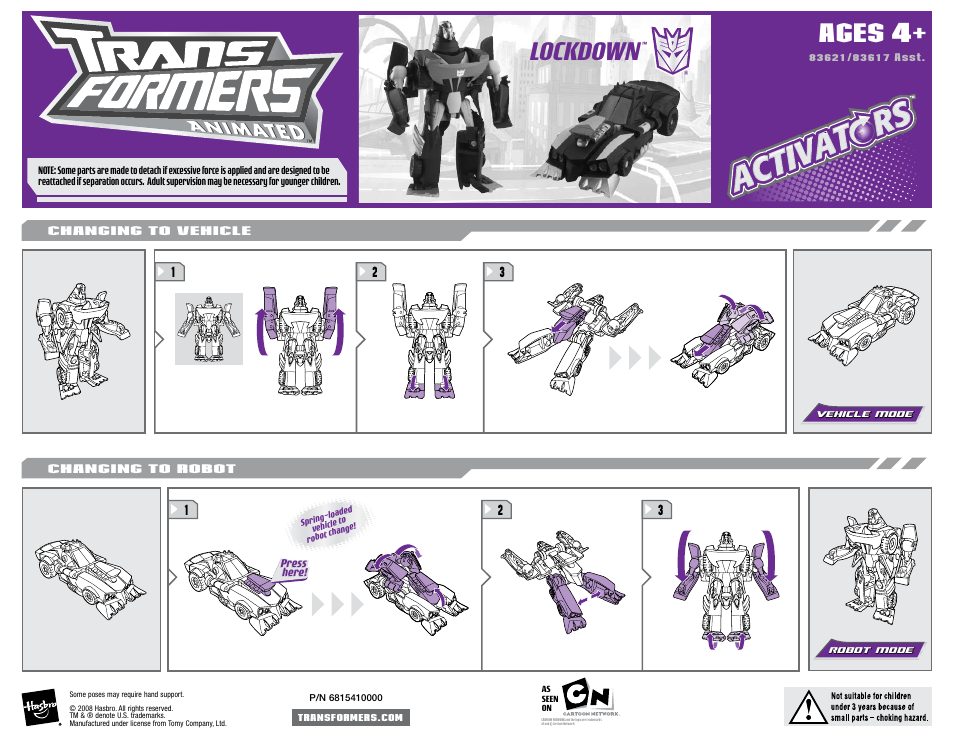 Hasbro Transformers 83621 User Manual | 1 page