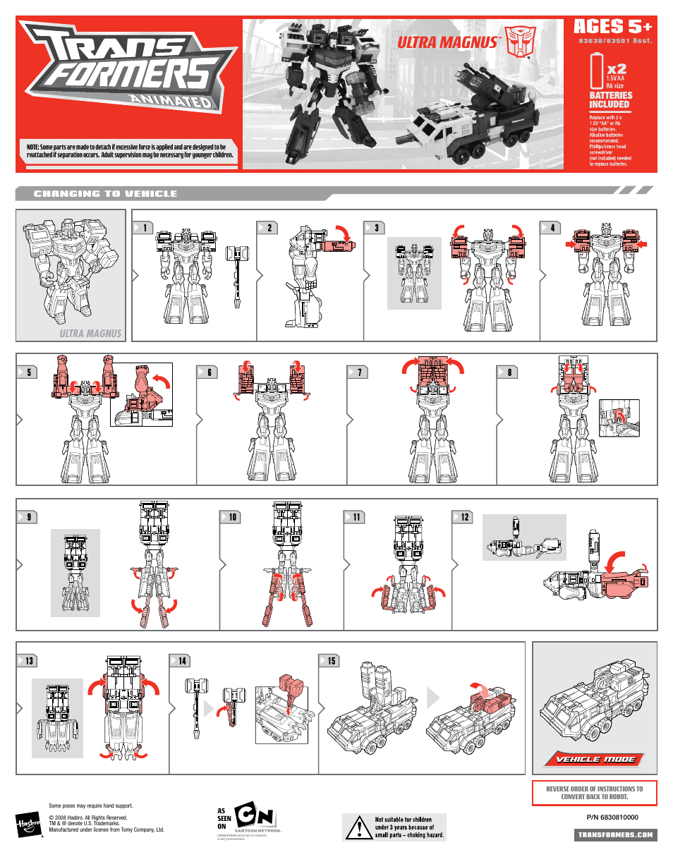 Hasbro Transformers 83638 User Manual | 2 pages