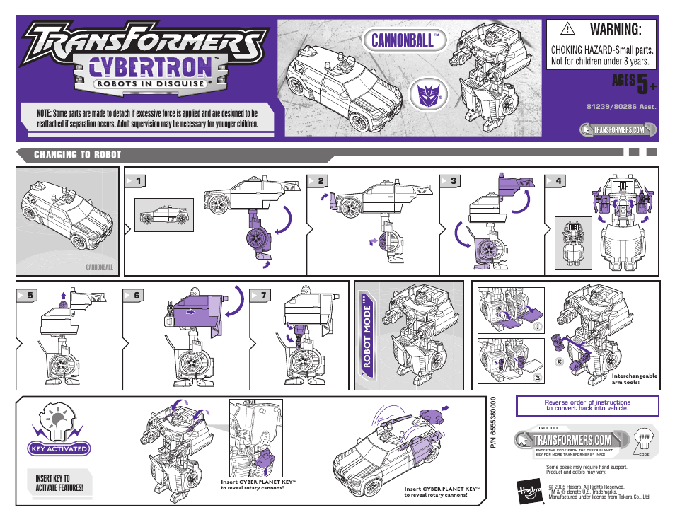 Hasbro Cybertron Cannonball 81239 User Manual | 1 page