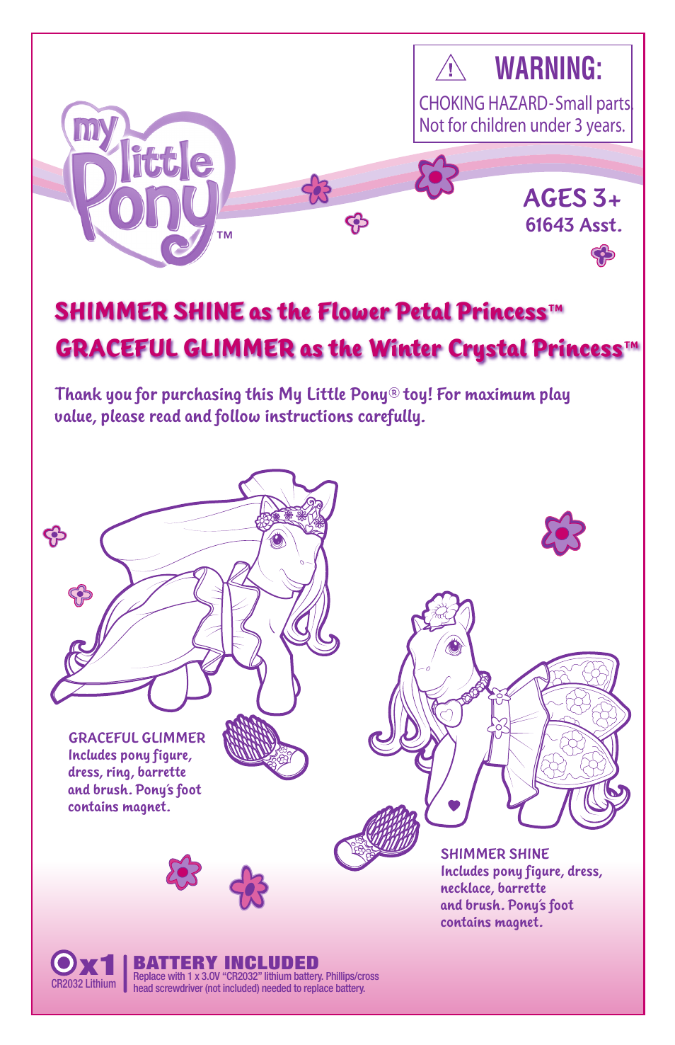 Hasbro My Little Pony GES 3+ User Manual | 3 pages