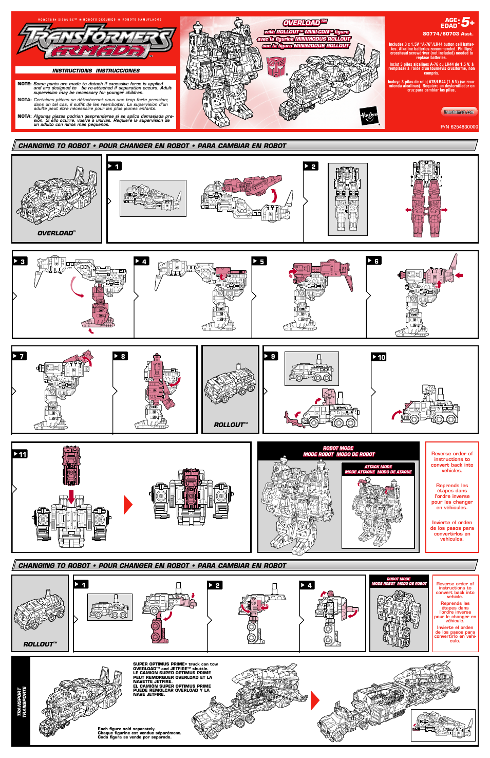 Hasbro Transformers 80703 User Manual | 2 pages