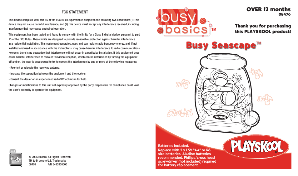 Hasbro Busy Seascape 08476 User Manual | 2 pages