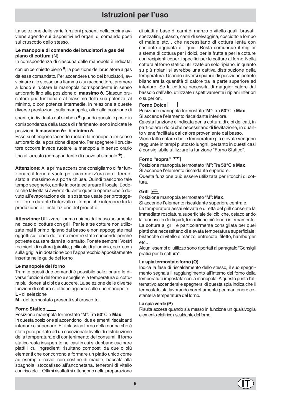 Istruzioni per l’uso | Indesit KJ1G1 User Manual | Page 9 / 36