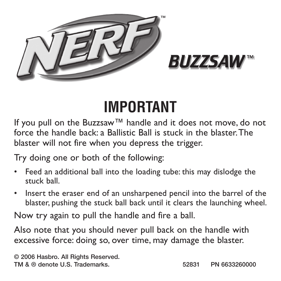 Hasbro 52831 User Manual | 1 page