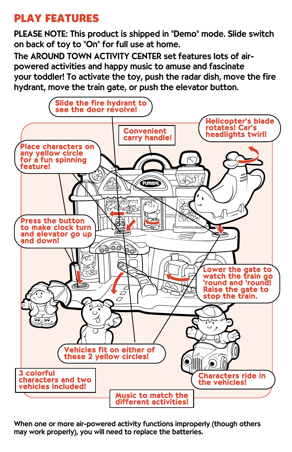 Play features | Hasbro Around Town Activity Center 06032 User Manual | Page 2 / 4