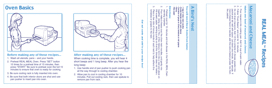 Real meal, Recipes, Oven basics | Abird’s nest, Macaroni and cheese | Hasbro 65547 User Manual | Page 2 / 2