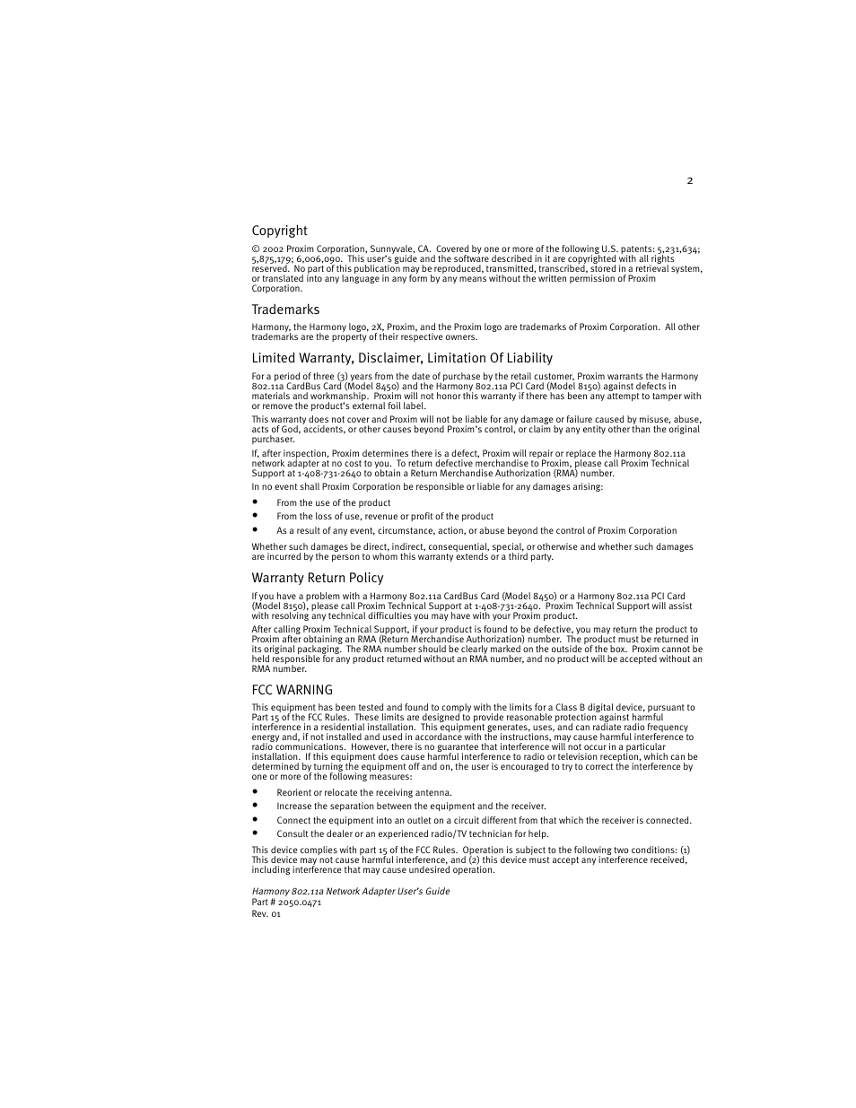 Harmony House 802.11a User Manual | Page 2 / 76