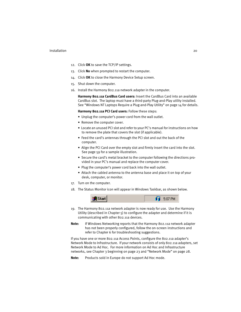 Harmony House 802.11a User Manual | Page 20 / 76