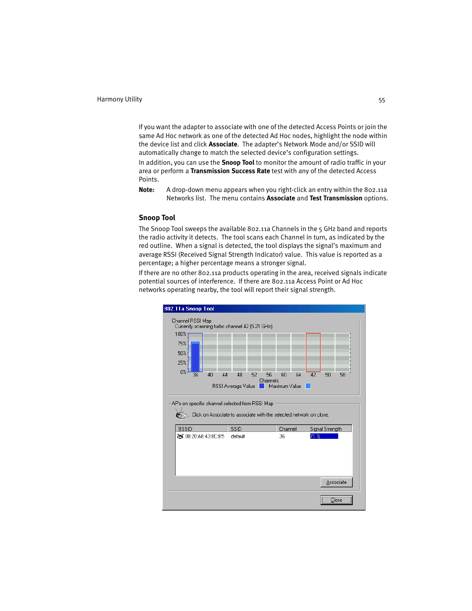Snoop tool | Harmony House 802.11a User Manual | Page 55 / 76