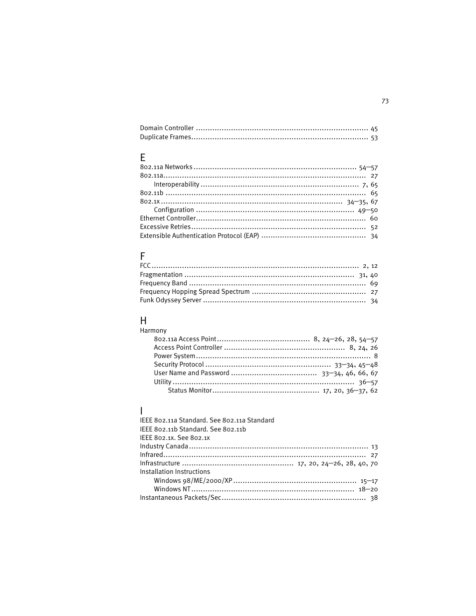 Harmony House 802.11a User Manual | Page 73 / 76
