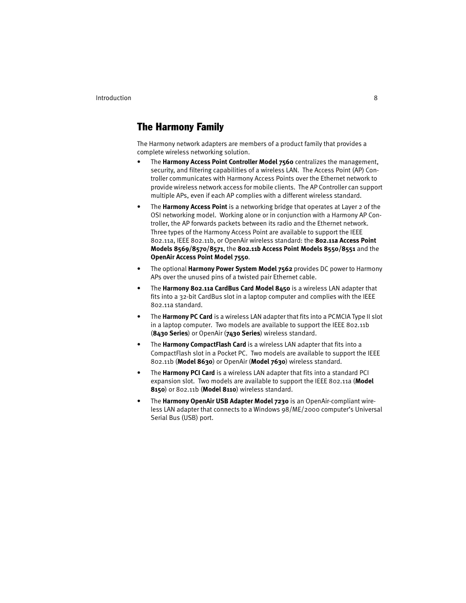 The harmony family | Harmony House 802.11a User Manual | Page 8 / 76