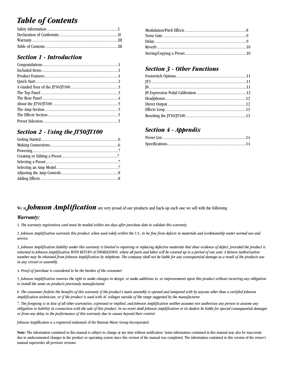 Harmony House JT100 User Manual | Page 4 / 20