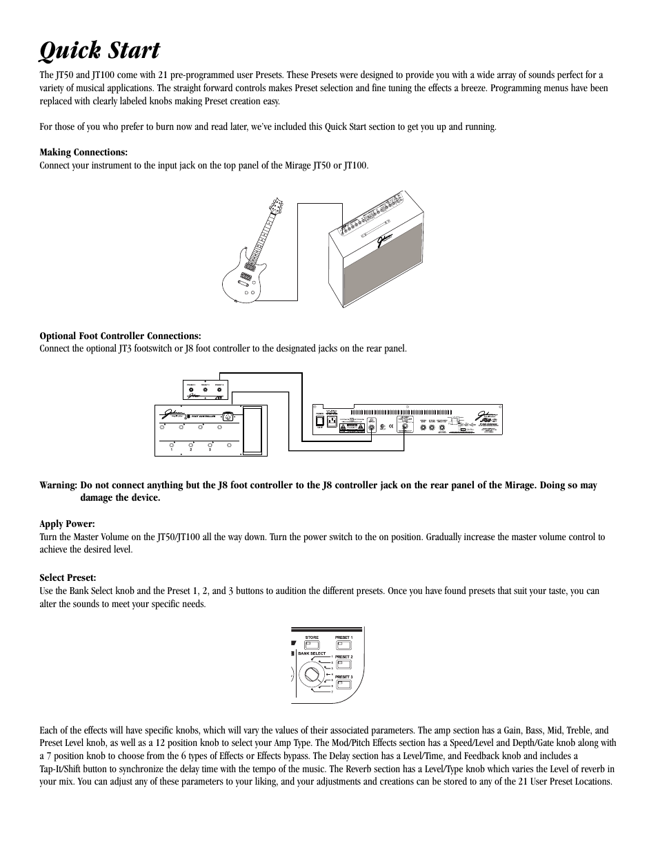 Quick start | Harmony House JT100 User Manual | Page 6 / 20