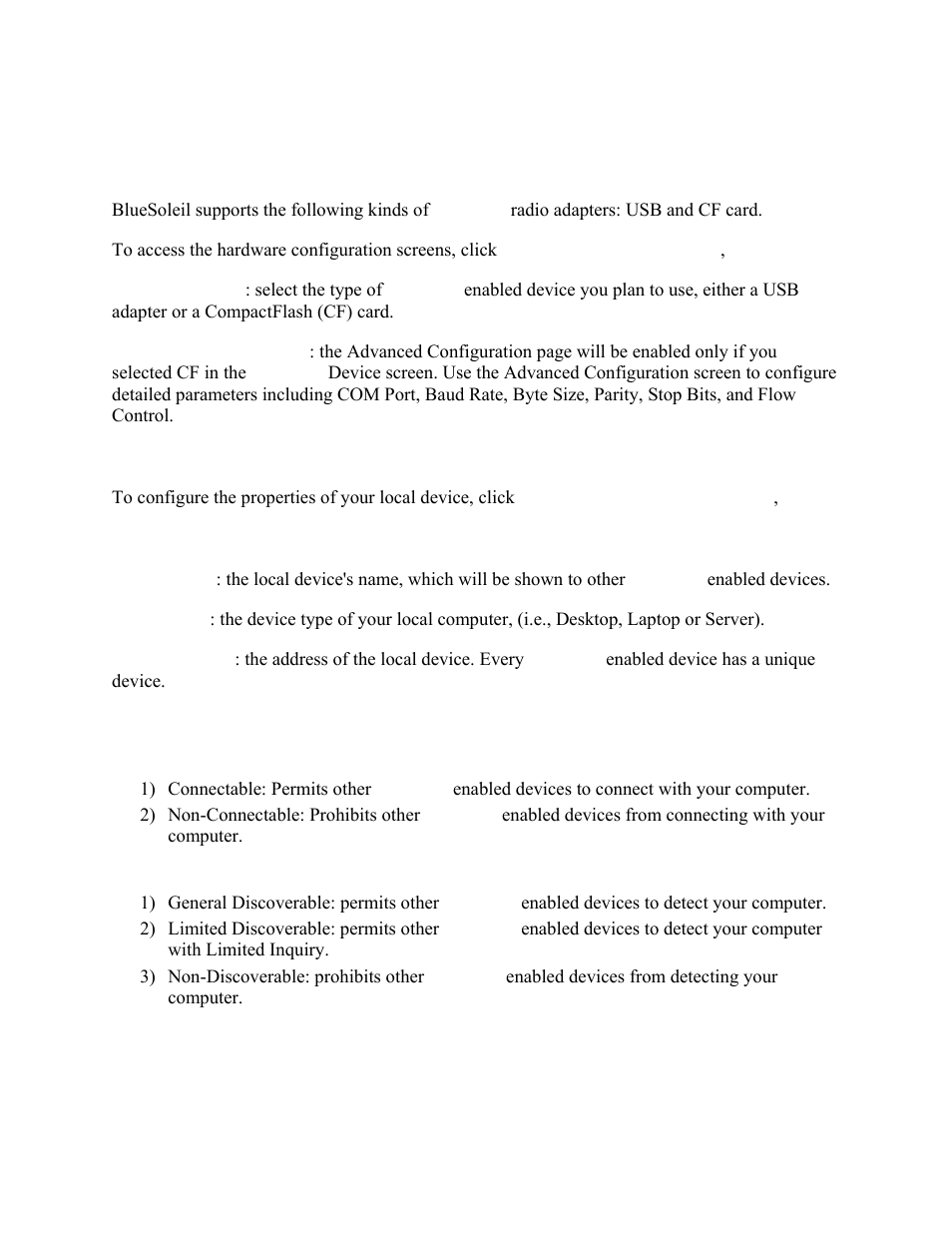Device configurations, Hardware configuration, Properties configuration | General, Accessibility | HiFi Works BlueSoleil User Manual | Page 34 / 47