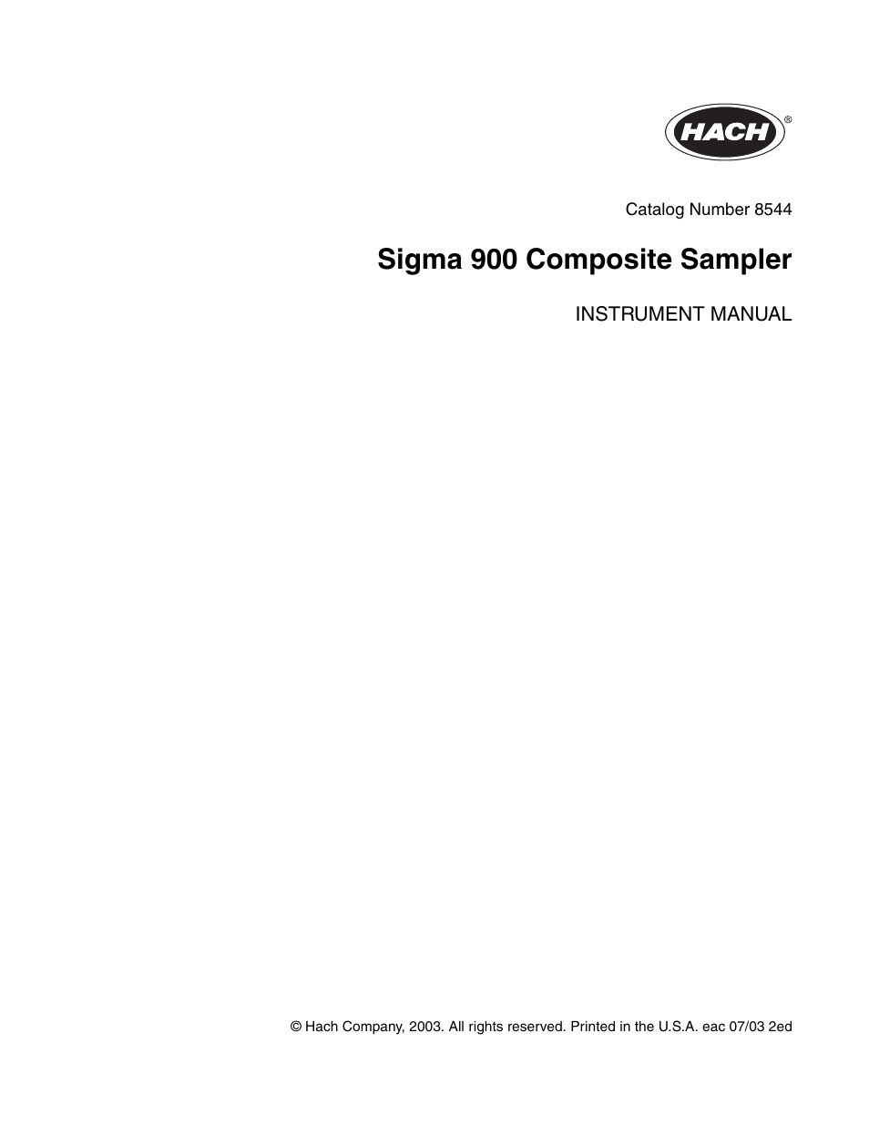 Hach SIGMA 900 User Manual | 52 pages
