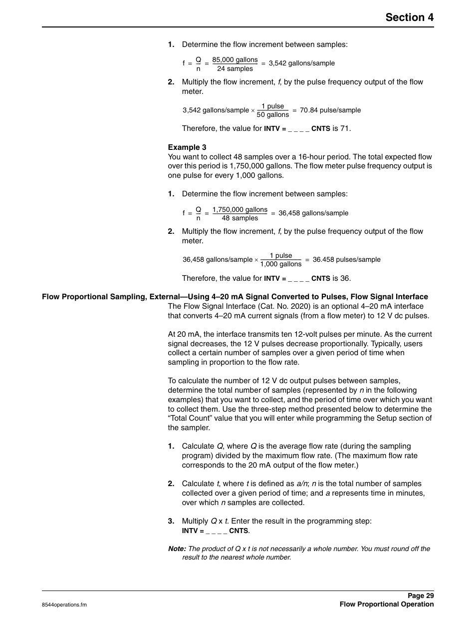 Determine the flow increment between samples, Example 3 | Hach SIGMA 900 User Manual | Page 29 / 52