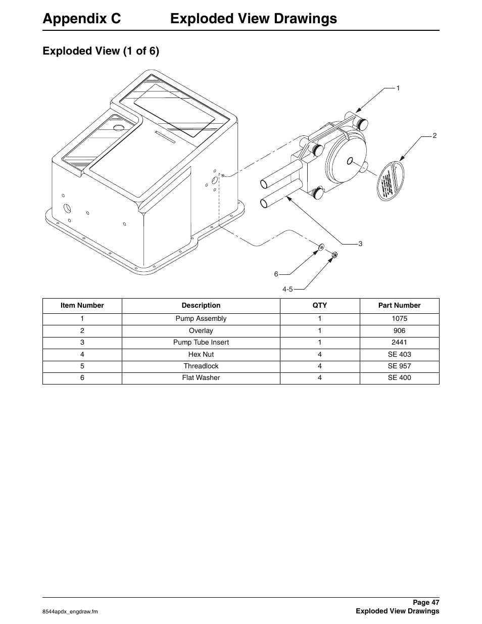 Appendix c exploded view drawings, Exploded view (1 of 6) | Hach SIGMA 900 User Manual | Page 47 / 52