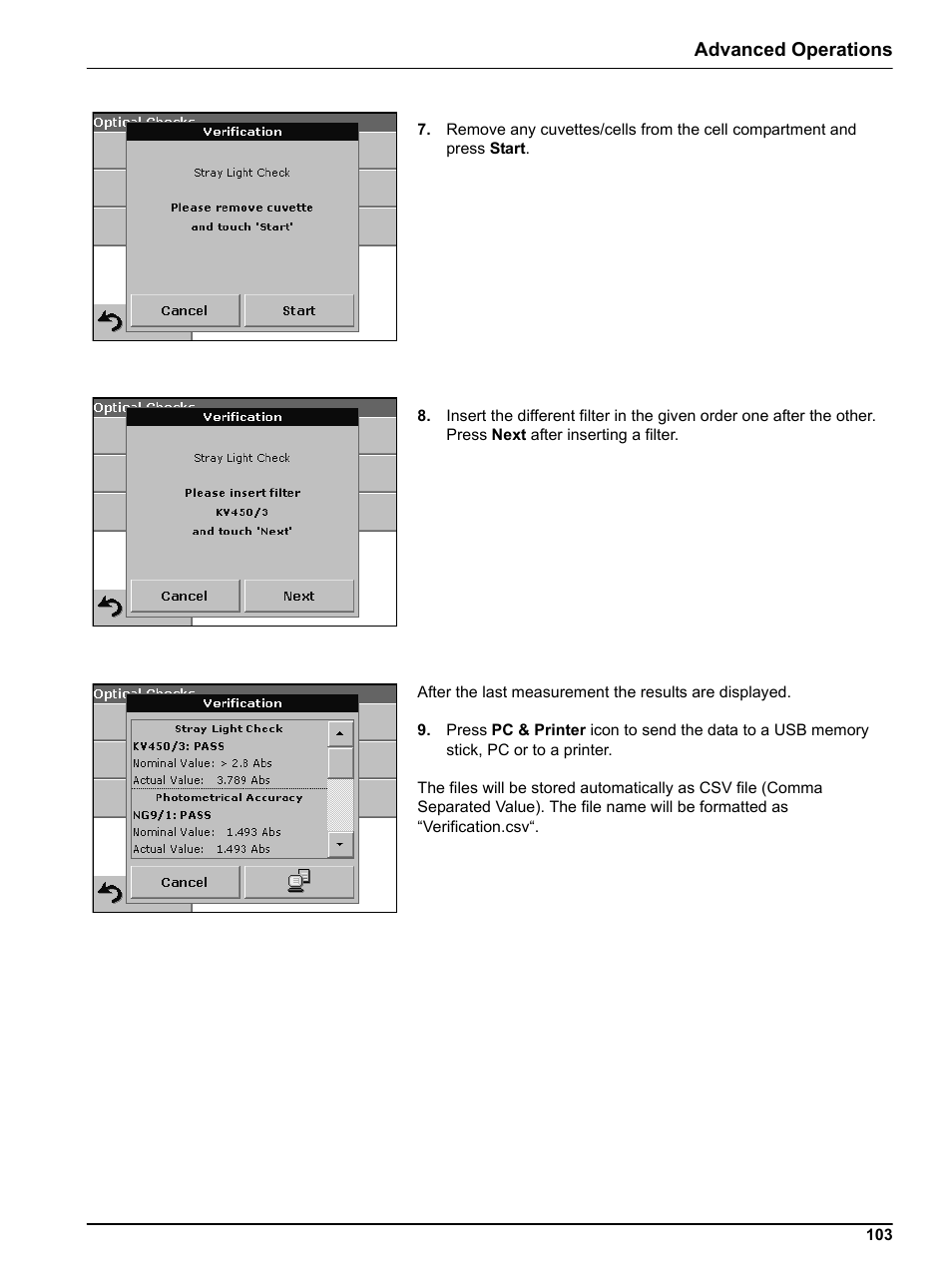 Advanced operations | Hach Portable Spectrophotometer DR 2800 User Manual | Page 103 / 126