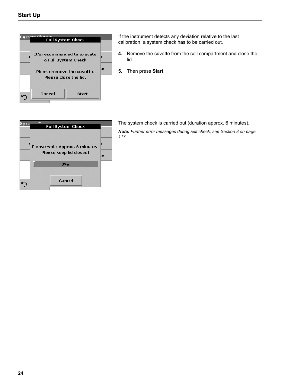 Start up | Hach Portable Spectrophotometer DR 2800 User Manual | Page 24 / 126
