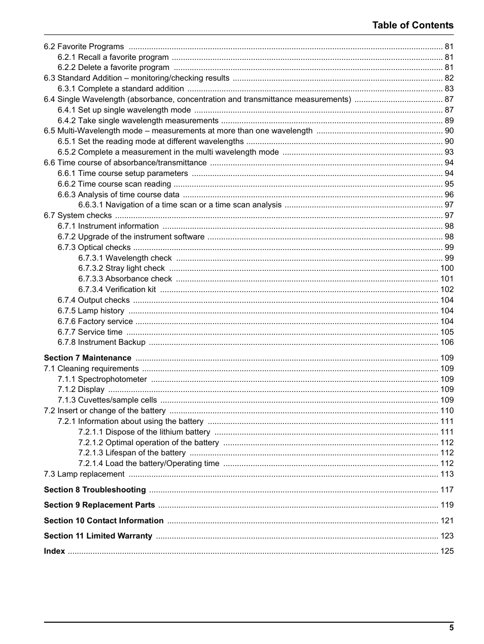 Hach Portable Spectrophotometer DR 2800 User Manual | Page 5 / 126