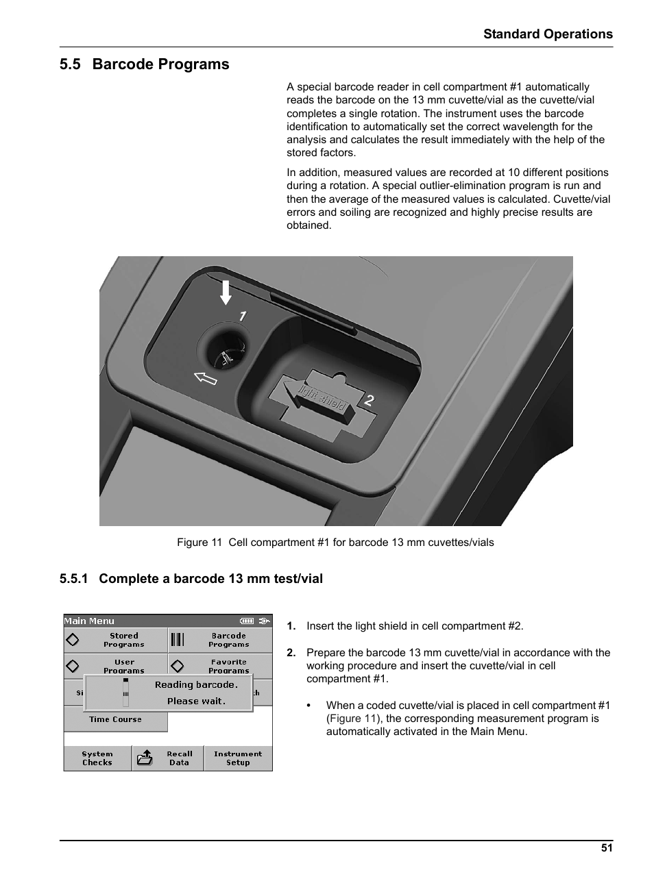 5 barcode programs, 1 complete a barcode 13 mm test/vial | Hach Portable Spectrophotometer DR 2800 User Manual | Page 51 / 126