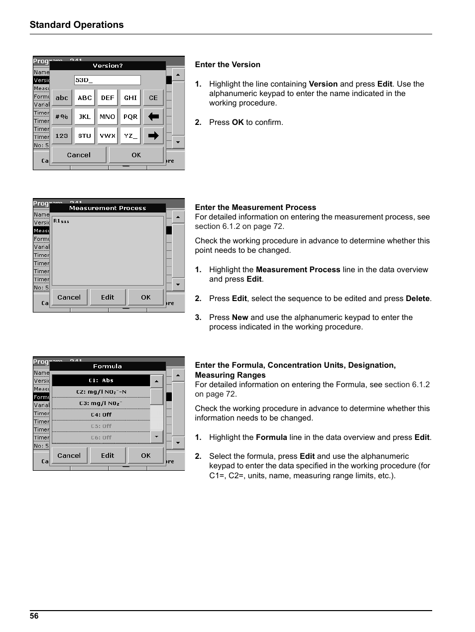 Standard operations | Hach Portable Spectrophotometer DR 2800 User Manual | Page 56 / 126