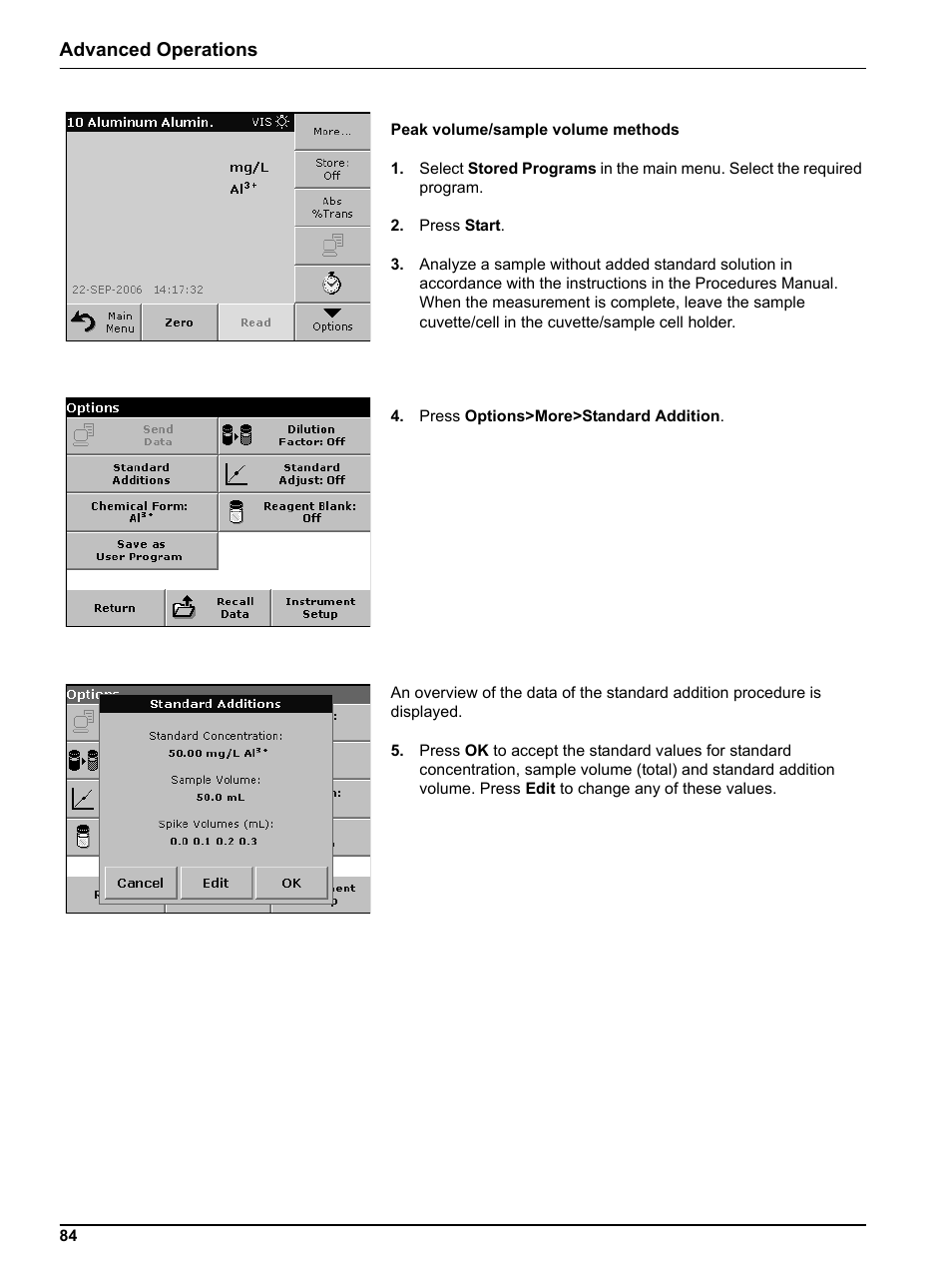 Advanced operations | Hach Portable Spectrophotometer DR 2800 User Manual | Page 84 / 126