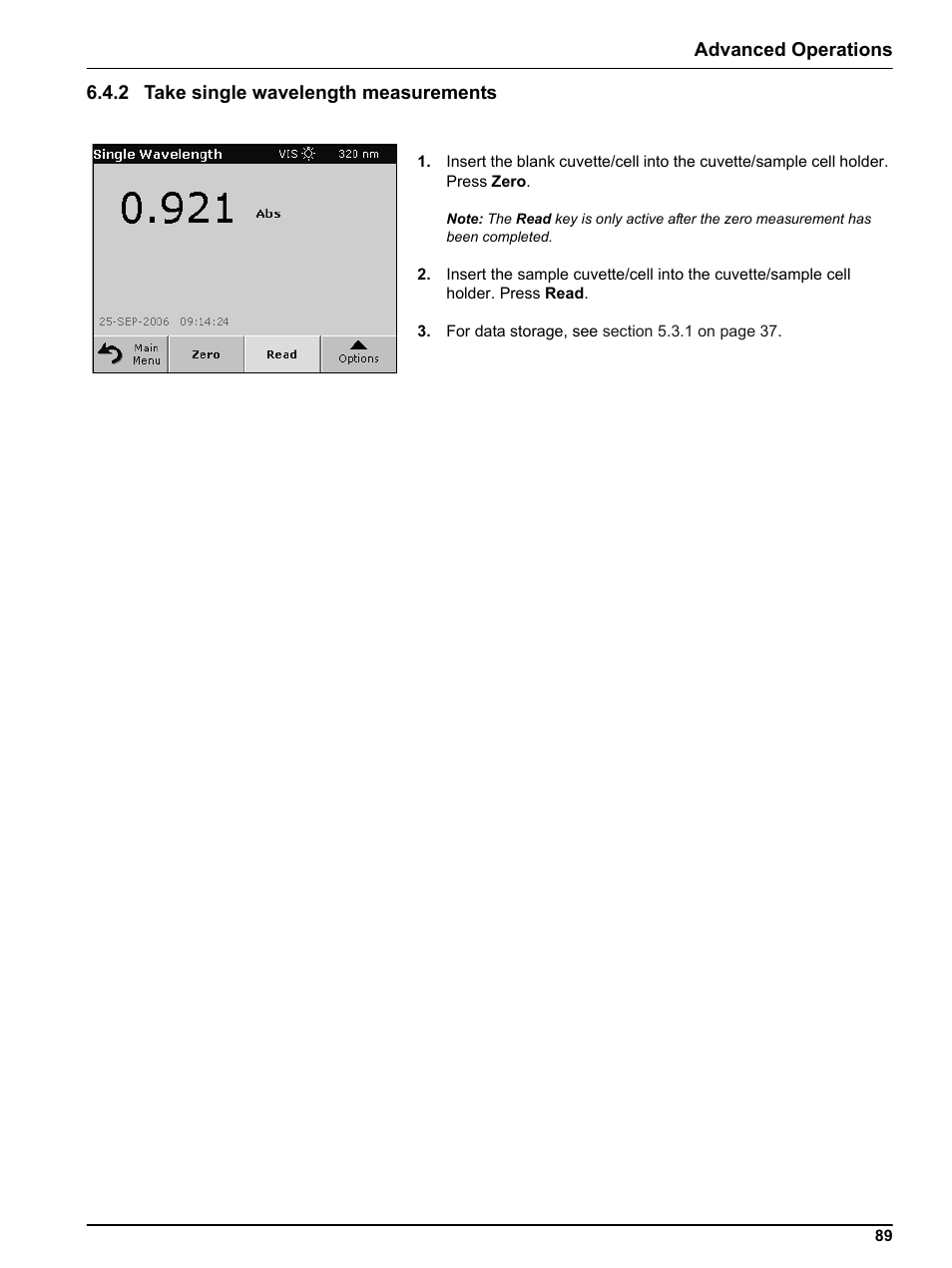 2 take single wavelength measurements | Hach Portable Spectrophotometer DR 2800 User Manual | Page 89 / 126