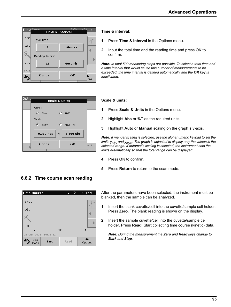 2 time course scan reading, Advanced operations | Hach Portable Spectrophotometer DR 2800 User Manual | Page 95 / 126