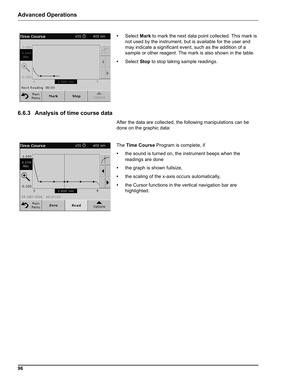 3 analysis of time course data, Advanced operations | Hach Portable Spectrophotometer DR 2800 User Manual | Page 96 / 126