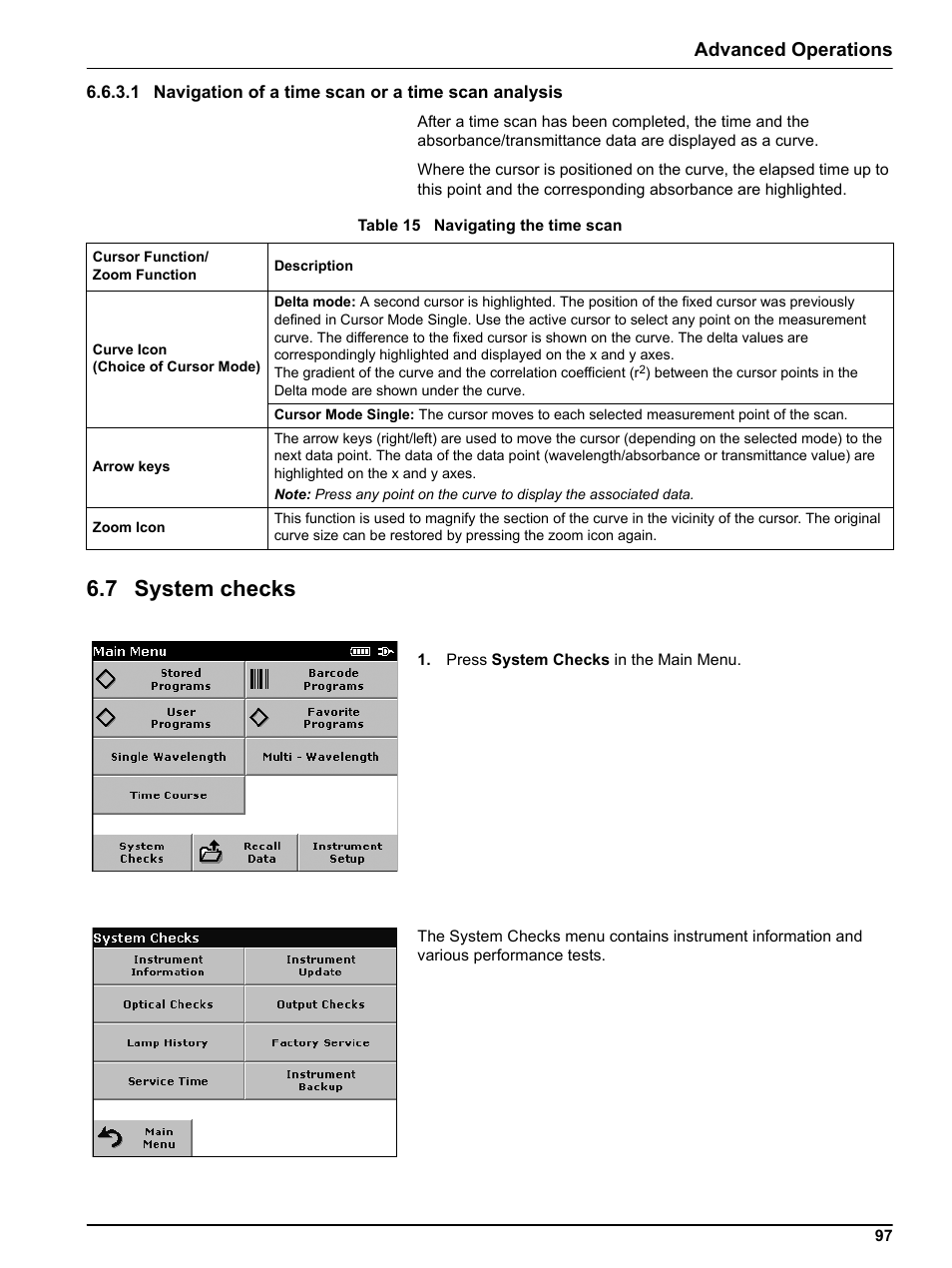 7 system checks, Advanced operations | Hach Portable Spectrophotometer DR 2800 User Manual | Page 97 / 126