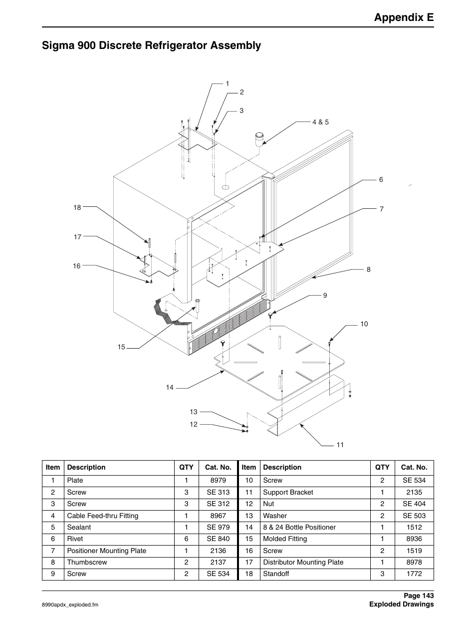 Sigma 900 discrete refrigerator assembly, Appendix e | Hach 900 MAX User Manual | Page 145 / 160