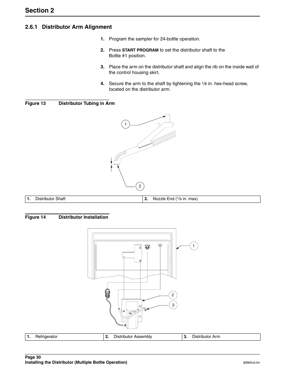 1 distributor arm alignment, 1 on, Section 2.6.1 on | Figure 14, Figure 13 | Hach 900 MAX User Manual | Page 32 / 160